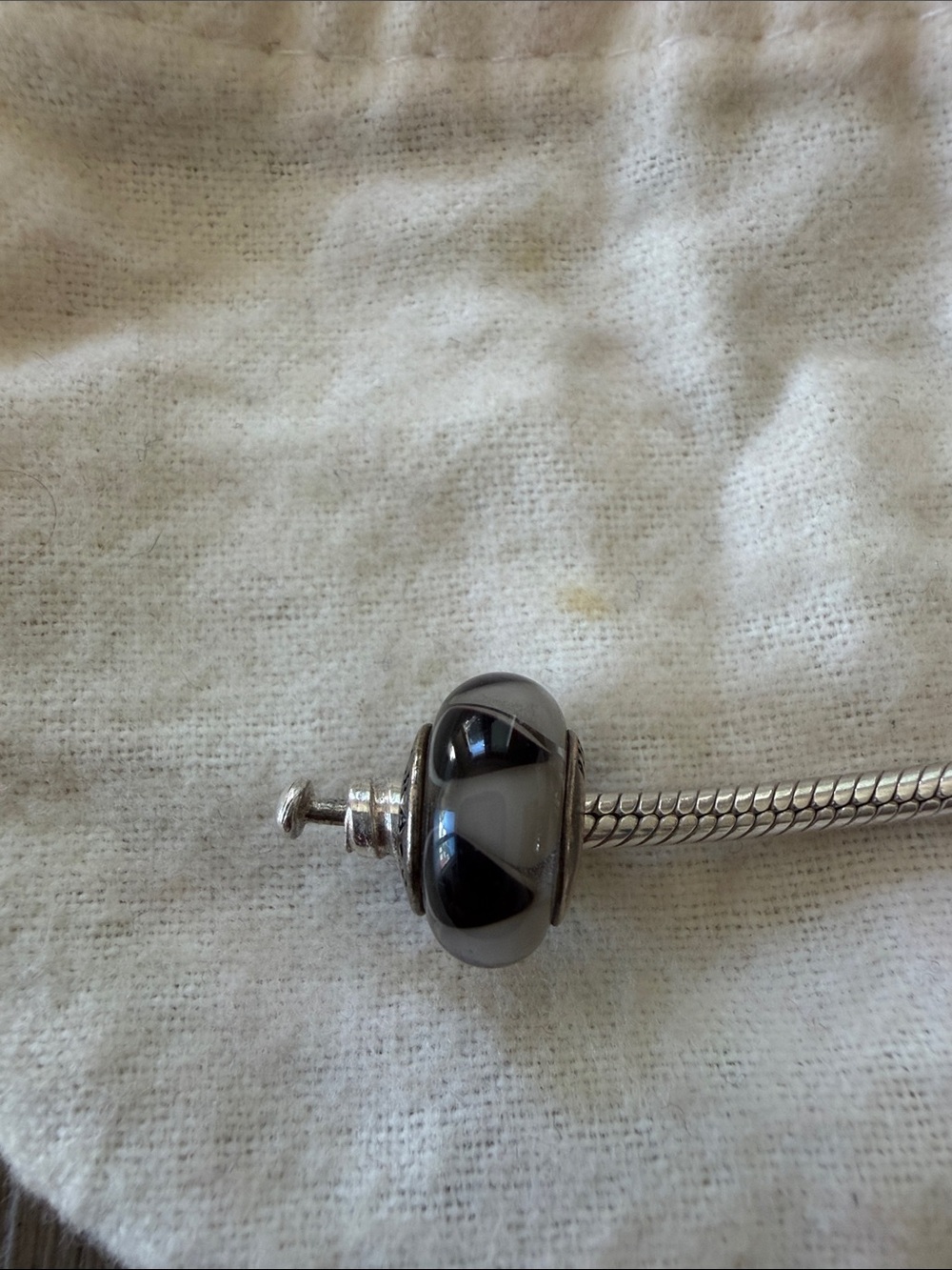 Pandora Black and Gray Murano Glass Charm Bead